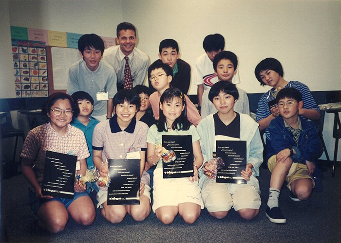 A group of students at the end of their course.